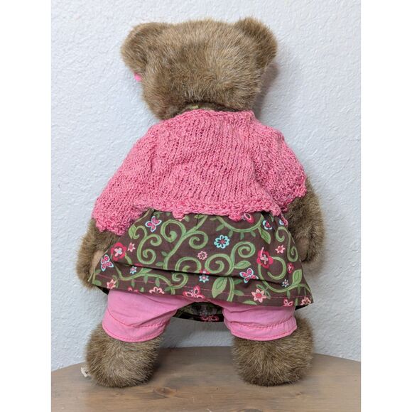 Boyds Bears Jasmine Flutterlee Plush Bear 2009 Retired Pink Bow Sweater No Tag - Picture 4 of 8